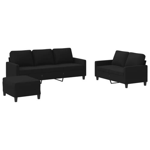 3 personers sofa med hynder stof sort