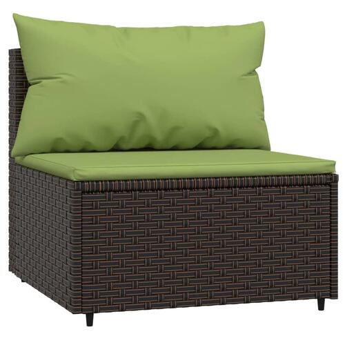 Midtermodul til havesofa med hynde polyrattan brun