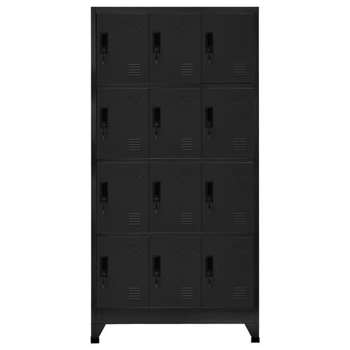 Skab 90x45x180 cm stål sort