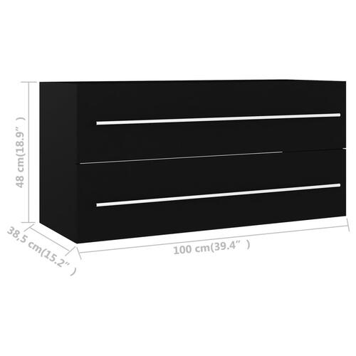 Skab til håndvask 100x38,5x48 cm konstrueret træ sort