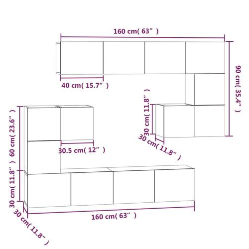 Væghængt tv-bord 37x37x72 cm konstrueret træ betongrå