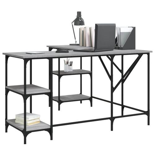 Skrivebord 139x139x75 cm konstrueret træ grå sonoma-eg