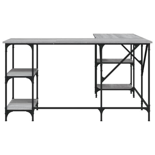 Skrivebord 139x139x75 cm konstrueret træ grå sonoma-eg
