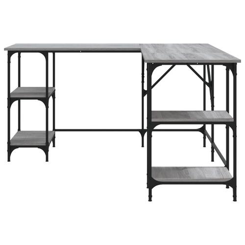 Skrivebord 139x139x75 cm konstrueret træ grå sonoma-eg