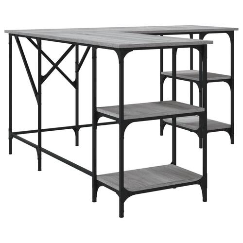 Skrivebord 139x139x75 cm konstrueret træ grå sonoma-eg