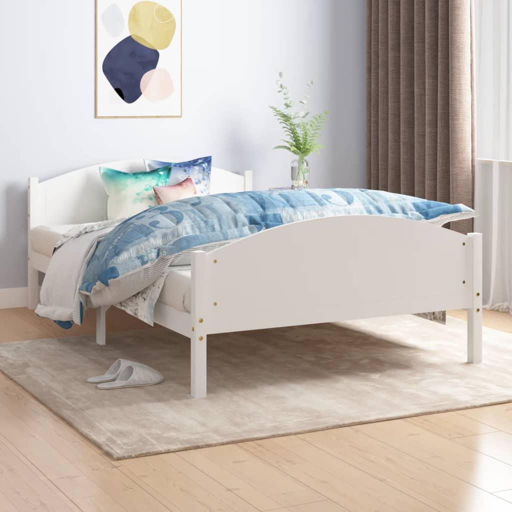 Sengestel 120x200 cm massivt fyrretræ hvid
