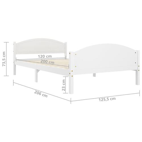 Sengestel 120x200 cm massivt fyrretræ hvid