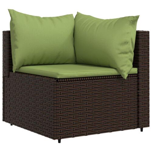 Hjørnemoduler til havesofa 2 stk. med hynder polyrattan brun
