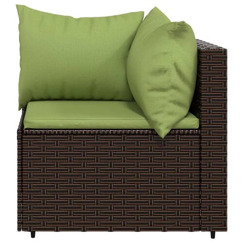 Hjørnemoduler til havesofa 2 stk. med hynder polyrattan brun