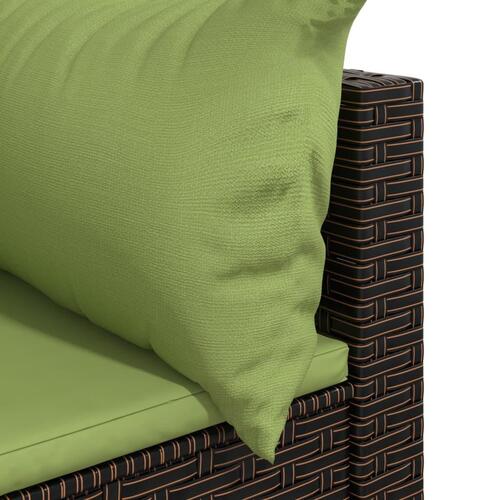 Hjørnemoduler til havesofa 2 stk. med hynder polyrattan brun