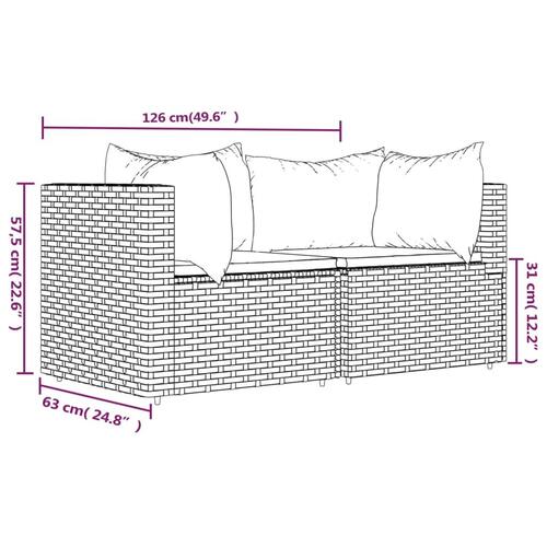 Hjørnemoduler til havesofa 2 stk. med hynder polyrattan brun