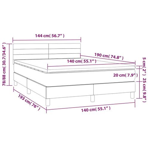 Kontinentalseng med LED-lys 140x190 cm fløjl lyserød