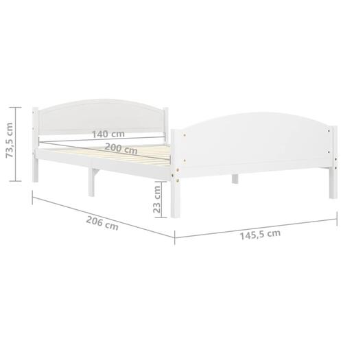 Sengestel 140x200 cm massivt fyrretræ hvid
