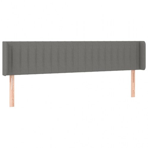 Sengegavl med LED-lys 183×16×78/88 cm - stof, mørkegrå