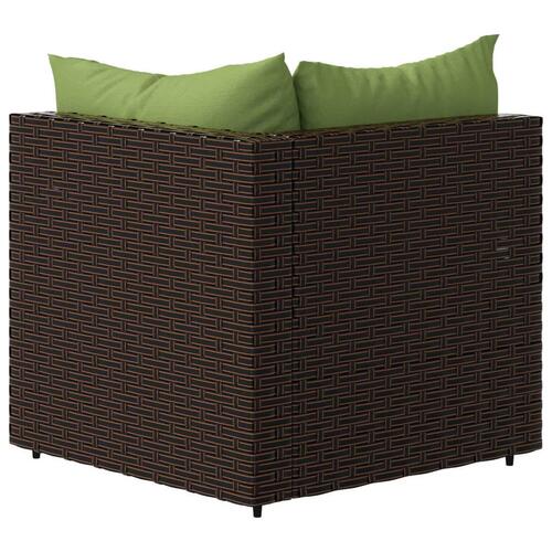Hjørnemodul til havesofa med hynder polyrattan brun