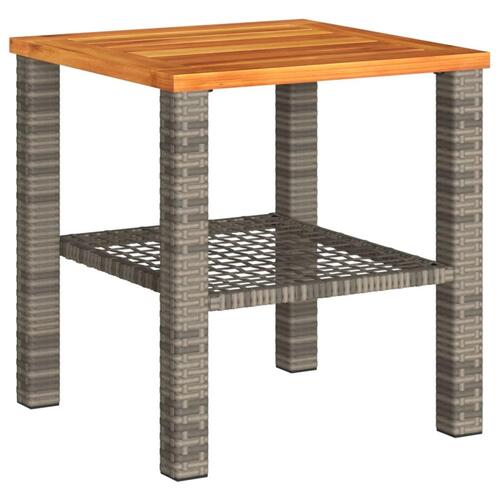 Havebord 40x40x42 cm polyrattan og akacietræ grå