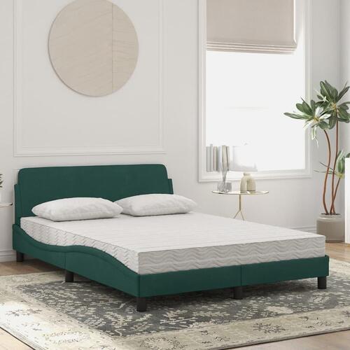 Seng med madras 140x200 cm velour mørkegrøn