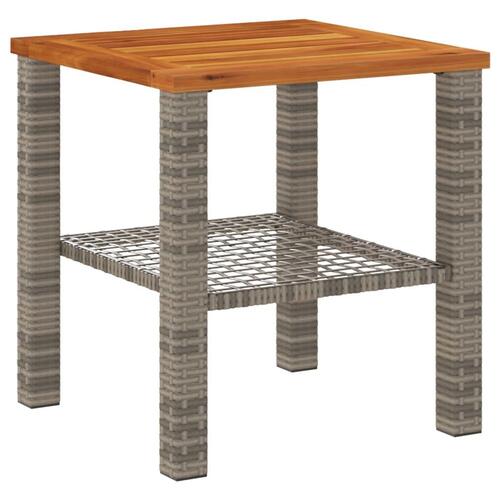 Havebord 40x40x42 cm polyrattan og akacietræ grå