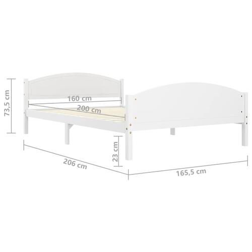 Sengestel 160x200 cm massivt fyrretræ hvid