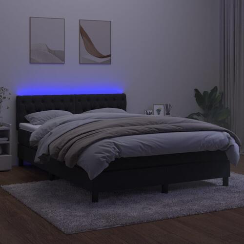 Kontinentalseng med LED-lys 140x200 cm fløjl sort