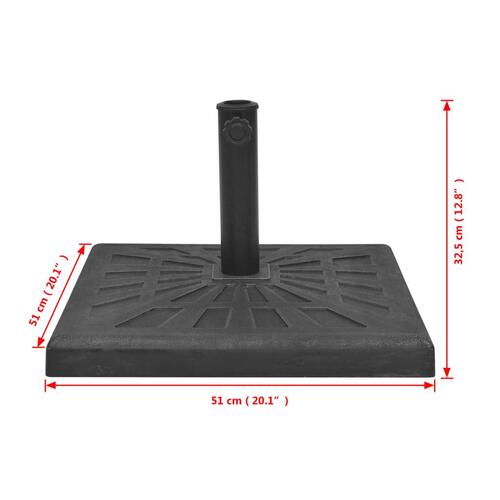 Parasolfod resin firkant sort 19 kg