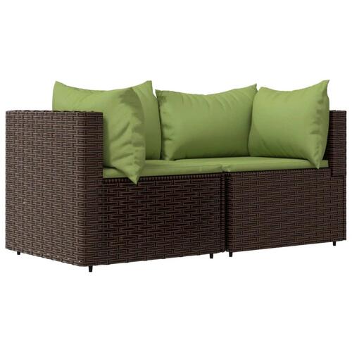 Loungesæt til haven 3 dele med hynder polyrattan brun