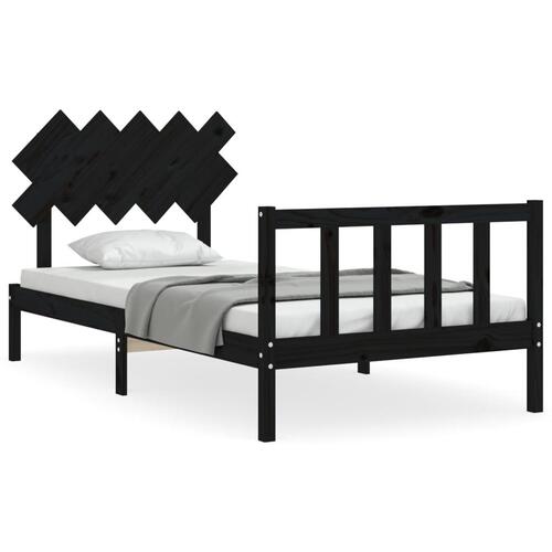 Sengeramme med sengegavl 100x200 cm massivt træ sort
