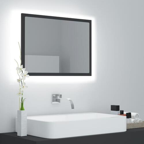 Badeværelsesspejl med LED-lys 60x8,5x37 cm akryl grå