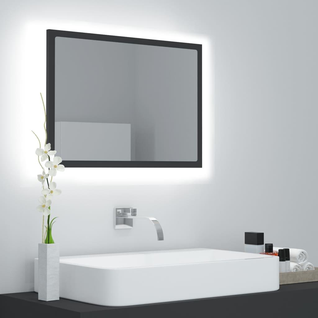 Badeværelsesspejl med LED-lys 60x8,5x37 cm akryl grå