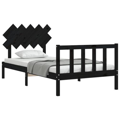 Sengeramme med sengegavl 100x200 cm massivt træ sort