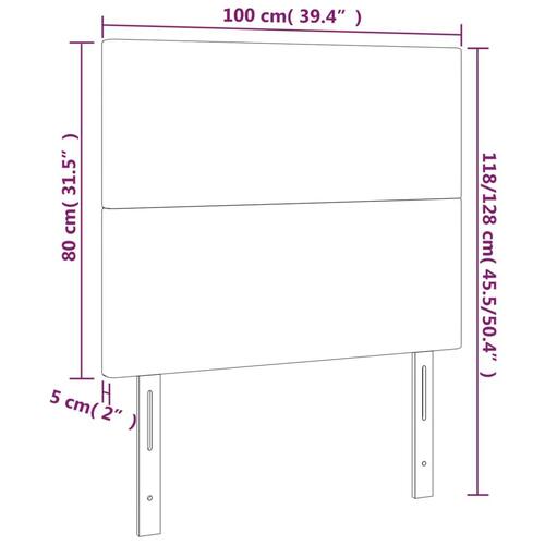 Sengegavl med LED-lys 100x5x118/128 cm stof blå