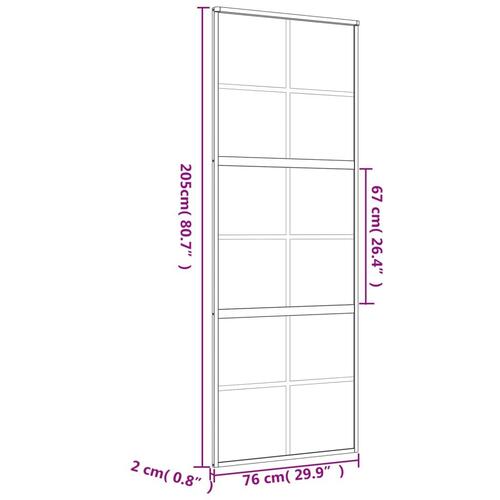 Skydedør 76x205 cm klart sikkerhedsglas og aluminium guldfarvet