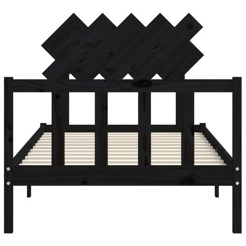 Sengeramme med sengegavl 100x200 cm massivt træ sort