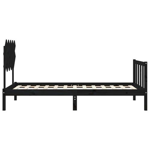 Sengeramme med sengegavl 100x200 cm massivt træ sort