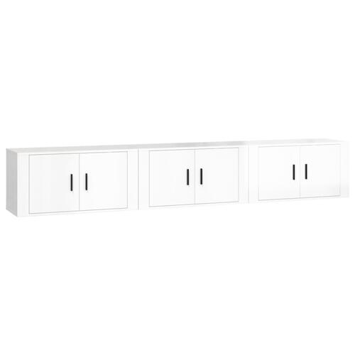 Væghængte tv-skabe 3 stk. 80x34,5x40 cm hvid højglans