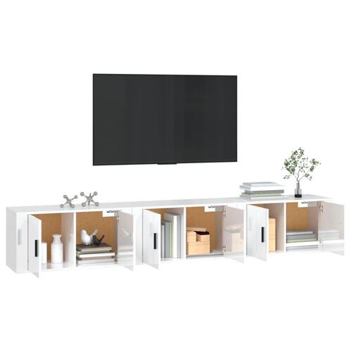 Væghængte tv-skabe 3 stk. 80x34,5x40 cm hvid højglans