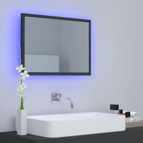 Badeværelsesspejl med LED-lys 60x8,5x37 cm akryl grå