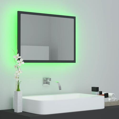 Badeværelsesspejl med LED-lys 60x8,5x37 cm akryl grå