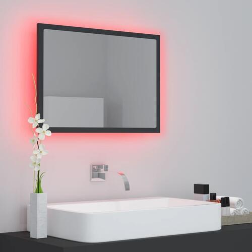 Badeværelsesspejl med LED-lys 60x8,5x37 cm akryl grå