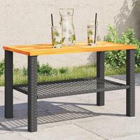 Havebord 70x38x42 cm polyrattan og akacietræ sort