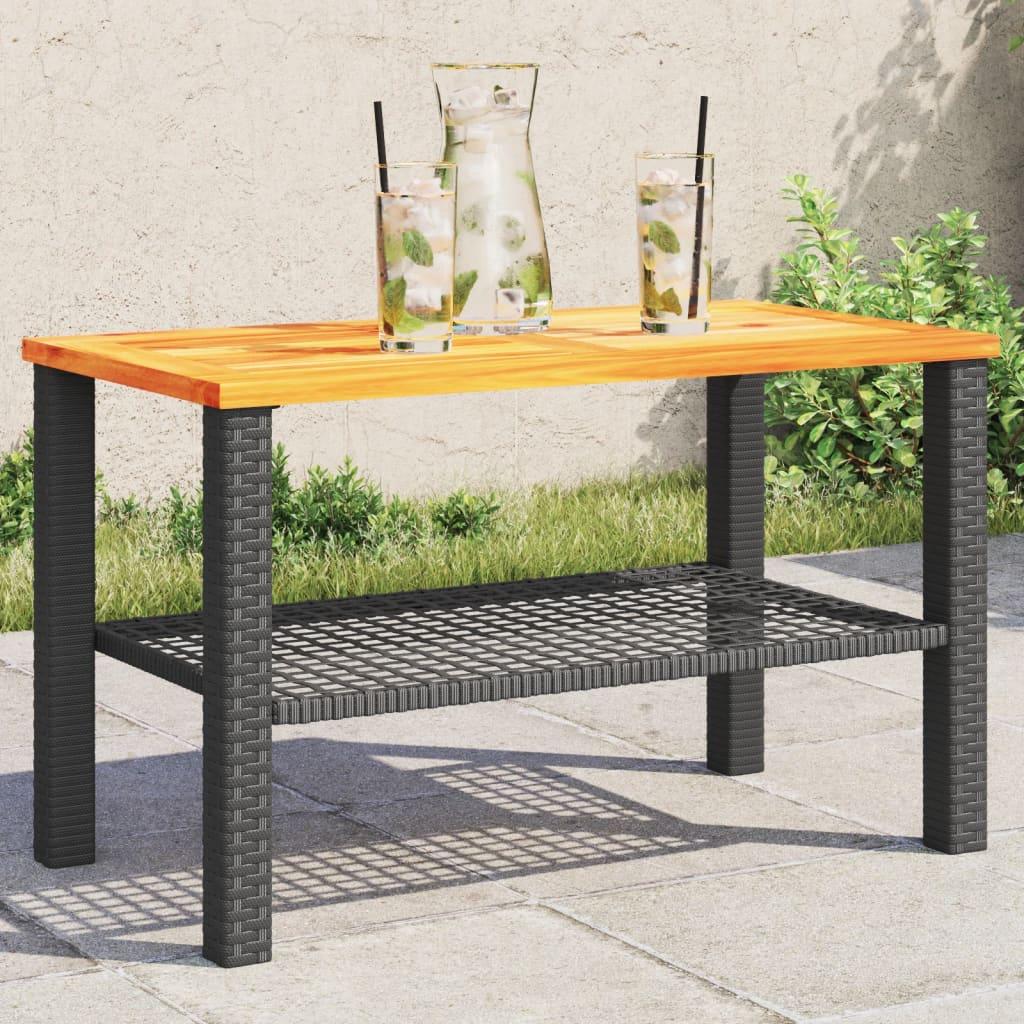Havebord 70x38x42 cm polyrattan og akacietræ sort