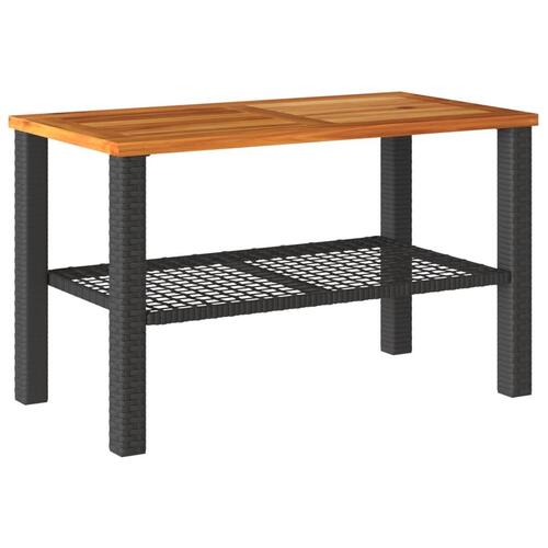 Havebord 70x38x42 cm polyrattan og akacietræ sort