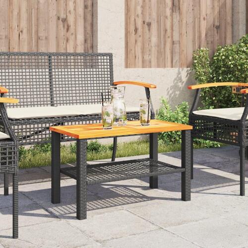 Havebord 70x38x42 cm polyrattan og akacietræ sort