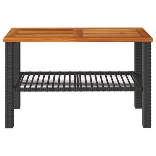 Havebord 70x38x42 cm polyrattan og akacietræ sort