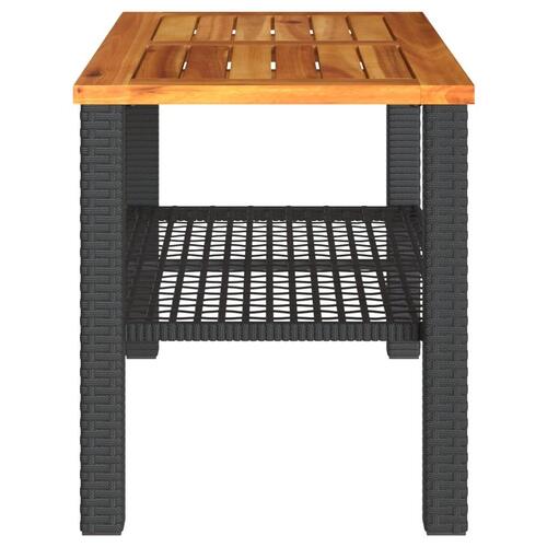 Havebord 70x38x42 cm polyrattan og akacietræ sort