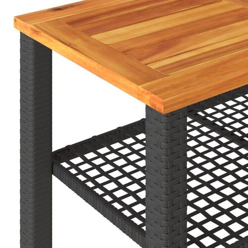 Havebord 70x38x42 cm polyrattan og akacietræ sort