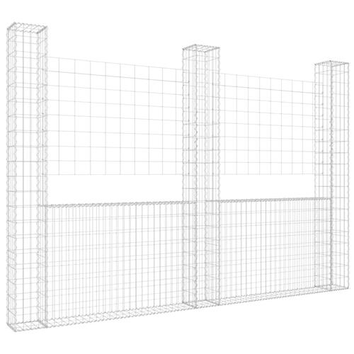 Gabionkurv med 3 stolper 260x20x200 cm U-facon jern
