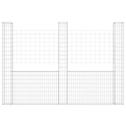 Gabionkurv med 3 stolper 260x20x200 cm U-facon jern