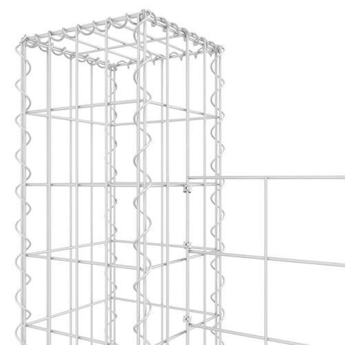 Gabionkurv med 3 stolper 260x20x200 cm U-facon jern