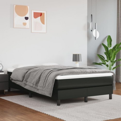Kontinentalseng med madras 120x190 cm i kunstlæder - sort